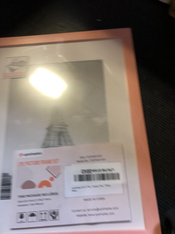 Photo 1 of upsimples 8x10 Picture Frame, Display Pictures 5x7 with Mat or 8 x 10 Without, Wall Hanging Photo Frames, Pink, 1 Pack