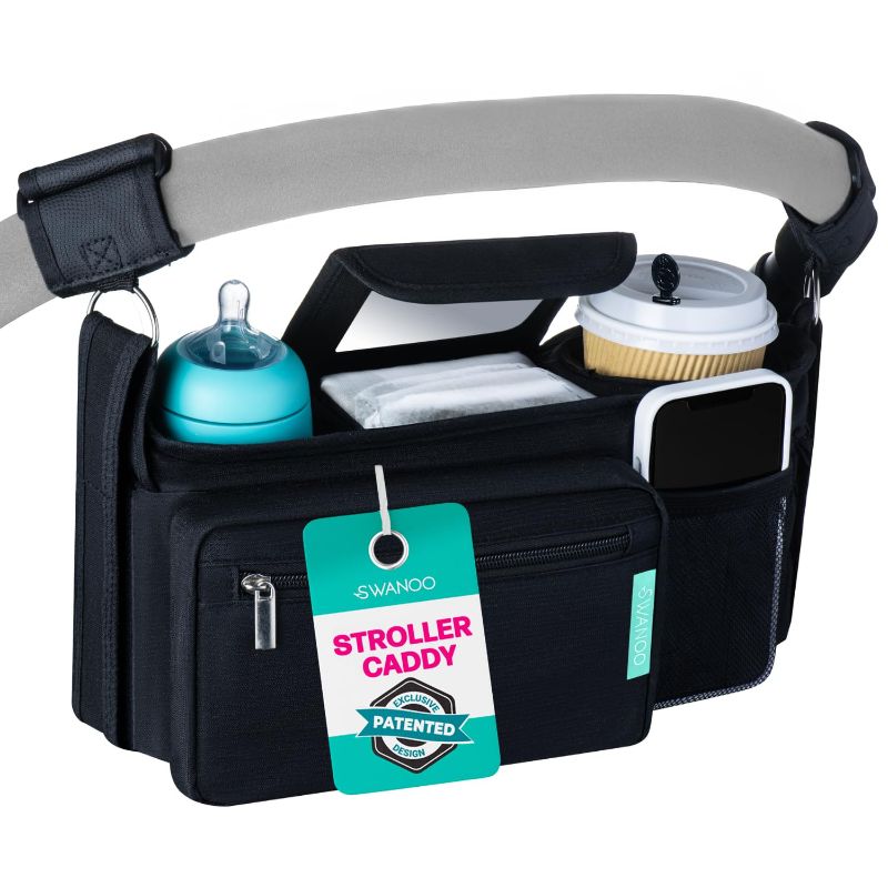 Photo 1 of Swanoo Stroller Caddy Stroller Organizer With Cup Holder, Non Slip Straps Stroller Bag for Phone, Pet Stroller Accessories, Universal Fits Uppababby Vista v2 Wonderfold Wagon, Doona and More

