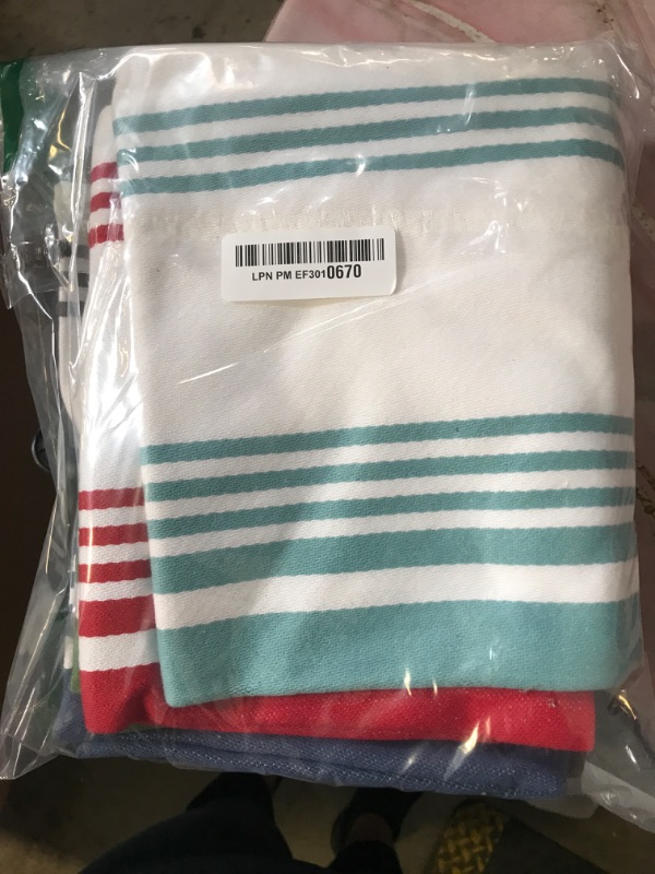 Photo 1 of Urban Villa KitchenTowels 100% Cotton Pack of 6 Highly Absorbent Quick Drying Super Soft Premium Dish Towels for Kitchen with Hanging Loop Hand & Tea Towels - 20x30 Inch (Multi Color Striped)