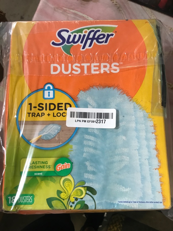 Photo 1 of Swiffer Dusters Refill for Cleaning, Made by SWIFFER, Feather & Microfiber Duster Disposable Alternative, for Dusting Furniture, Blinds, Ceiling Fans, Helps Remove Allergens, Gain Scent, 18 Count