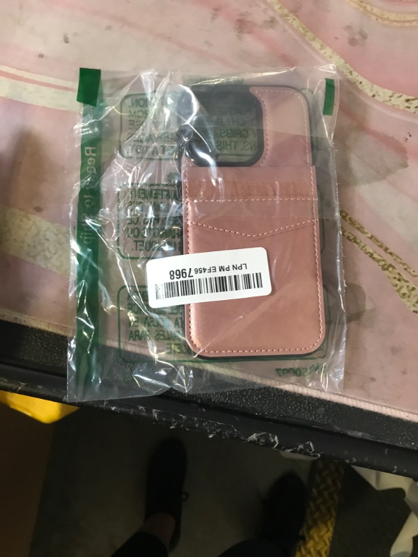 Photo 1 of KIHUWEY Compatible with iPhone 15 Pro Case Wallet with Credit Card Holder, Flip Premium Leather Magnetic Clasp Kickstand Heavy Duty Protective Cover for iPhone 15 Pro 6.1 Inch (Rose Gold)