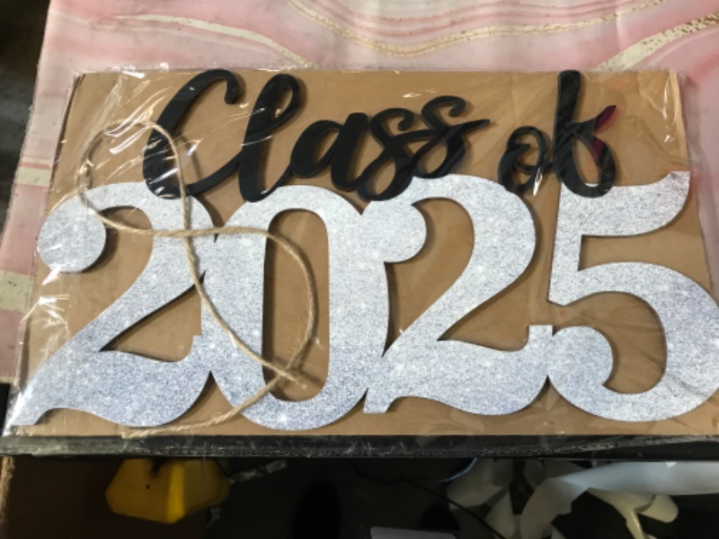 Photo 1 of Graduation Decorations 2025 Wood Sign Sliver Class of 2025 Photo Props for College High School Graduation Party Supplies