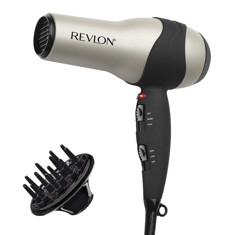 Photo 1 of REVLON Turbo Hair Dryer with Advanced Ionic Technology, Ceramic Coating | Turbo Heat and Cold Shot Features, 1875 Watts for Fast Drying and Shine (Silver)
