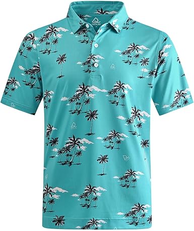 Photo 1 of DEOLAX Mens Golf Shirt Fashion Prints Athletic Mens Polo Shirts Short Sleeve Classic Casual Dry Fit Soft Golf Shirts for Men