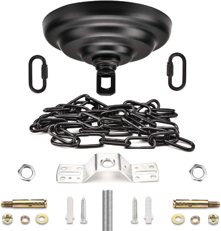 Photo 1 of ROJOSER Heavy Duty Canopy Kit and 3.2 feet Pendant Light Fixture Chain for Chandelier or Swag Light Fixtures,Vintage Black
