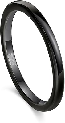 Photo 1 of Greenpod 2mm 4mm 6mm Tungsten Wedding Bands Ring for Women Men Rose Gold/Silver/Gold/Black Polished Slim Engagement Promise Rings Comfort Fit Size 4-13
