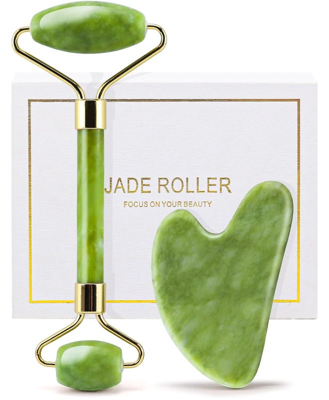Photo 1 of  Jade Roller & Gua Sha Set for Face, Cooling & Firming Effect, Sculpting Tool for Jawline & Skin Care, Self-Care Gift for Women & Men