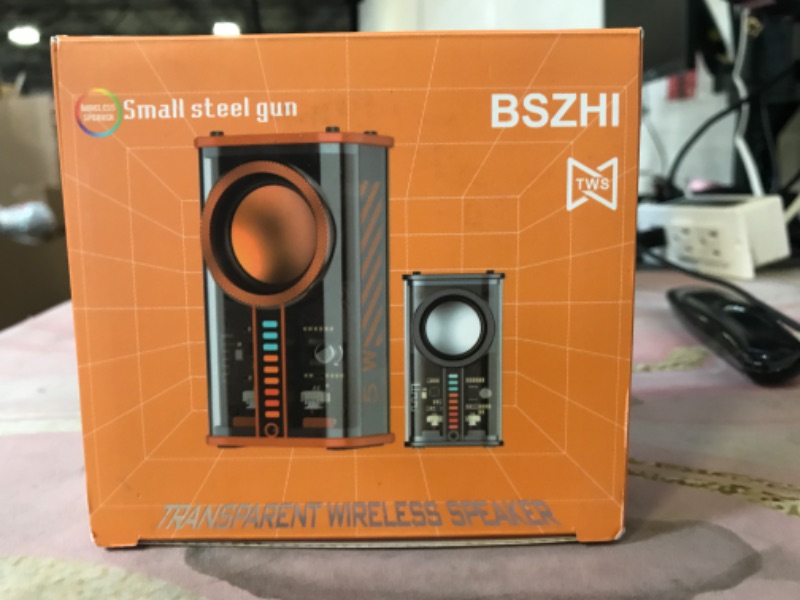 Photo 1 of BSZHI Transparent Wireless Bluetooth Speaker Portable Mini Speaker with LED Colorful Lights Stereo Sound TWS Small Speakers for Office, Party Camping,...
