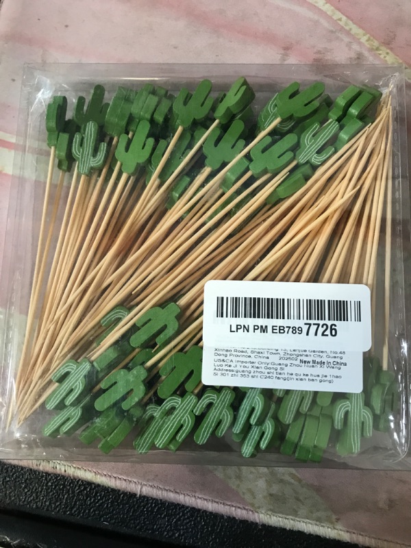 Photo 1 of PuTwo Cocktail Picks Handmade Bamboo Toothpicks 100pcs 4.7” in Green Cacti