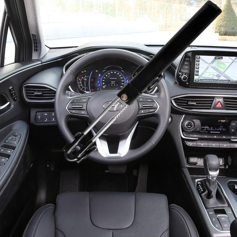 Photo 1 of Steering Wheel Lock Anti-Theft Device - The Club Steering Wheel Lock with Adjustable Length Clamp Double Hook Locks - Universal Wheel Locks for Cars,Trucks, Vans, and Suvs - Black
