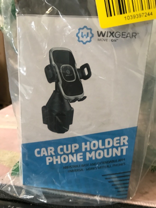 Photo 1 of WixGear Cup Holder Phone Mount with Adjustable Neck, Cellphone Holder for Car, Upgraded Cup Phone Holder for Car, Compatible with iPhone, Samsung, Google, Expandable Side Arm, Sturdy Base