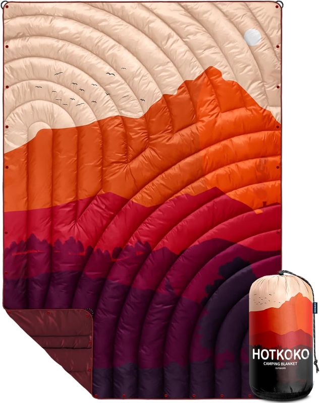 Photo 1 of hotkoko Camping Blanket,Lightweight Puffy Printed Camping Blanket Packable Outdoor Blanket for Camping,Traveling, Stadium, Hiking, Picnics
