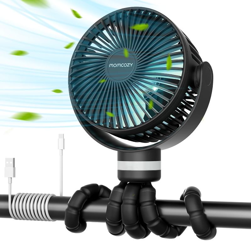 Photo 1 of Momcozy 8000mAh Portable Stroller Fan, 27H Ultra-long Battery Life Detachable 4 Speed 360°Rotate LED Night Light with 2 Modes, USB Rechargeable Handheld Cooling Fan for Travel/Car Seat/Bedroom
