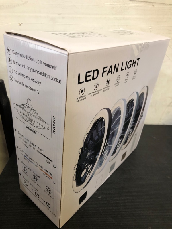 Photo 1 of Flarouch Socket Fan Light with Remote, 13 inch Socket Ceiling Fan with Dimmable Led Light, 3 Colors 3000K-6500K, 3 Speeds, Flush Mount Ceiling Fans with Lights for Bedroom, Kitchen, Living Room-White