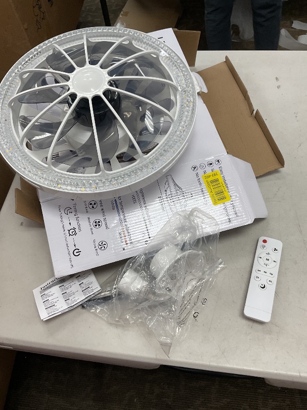 Photo 1 of Flarouch Socket Fan Light with Remote, 13 inch Socket Ceiling Fan with Dimmable Led Light, 3 Colors 3000K-6500K, 3 Speeds, Flush Mount Ceiling Fans with Lights for Bedroom, Kitchen, Living Room-White