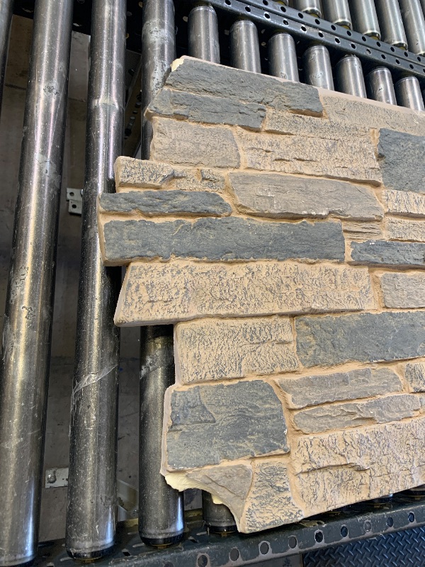 Photo 1 of Ekena Millwork 49"W x 25 1/2"H x 1 1/4"D Acadia Ledge Stacked Stone, StoneWall Faux Stone Siding Panel, Smokey Ridge