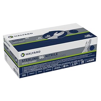 Photo 1 of HALYARD Sterling SG Nitrile Powder-Free Exam Gloves, 3.7 mil, 9.5", Gray, Medium, 41659 (Case of 2500)