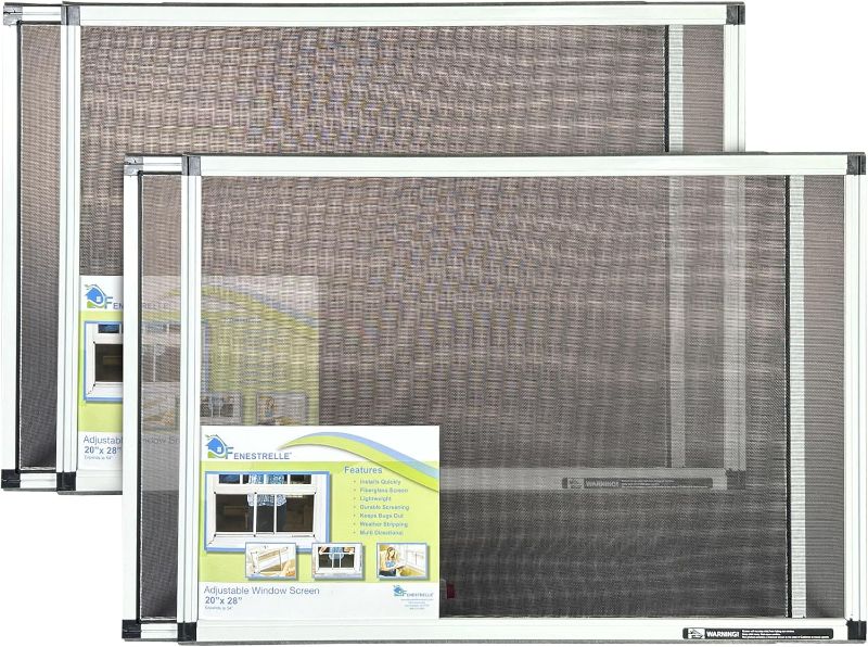 Photo 1 of Fenestrelle Expandable Window Screen, 2 Way Adjustable Window Screen, Horizontal (20" H x 28"-54" W) or Convert to Vertical (28" H x 20"- 38" W), Pack of 2
