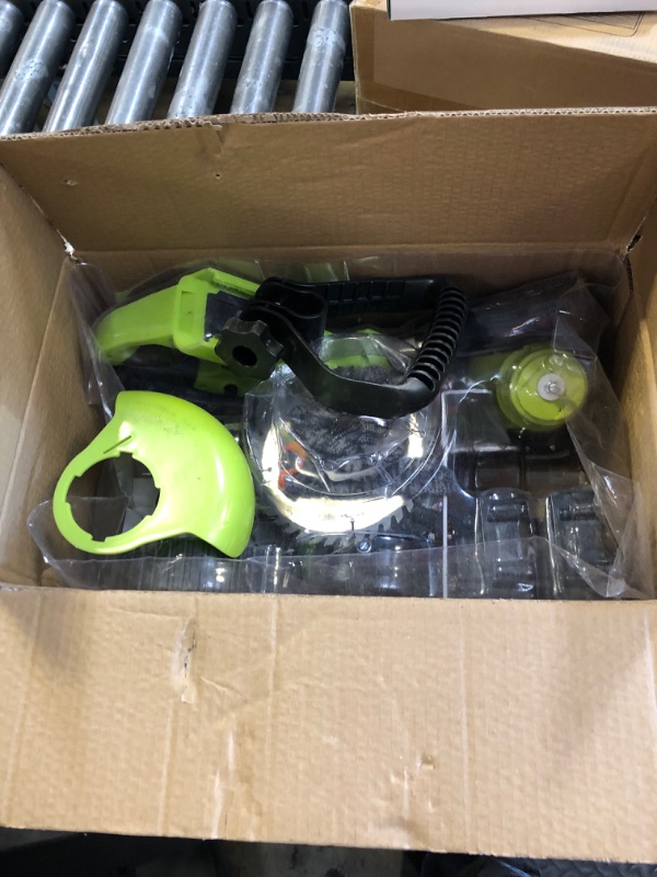 Photo 1 of 20000 RPM Electric Weed Wacker Cordless, 4-in-1 Weed Eater Cordless with Battery Powered, Lawn Mower/Grass Trimmer/Lawn Edger with 3 Types Blades, Battery Weed Wacker with Wheels (2 Battery, Green)