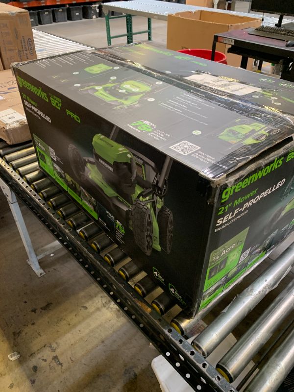 Photo 1 of Greenworks 80V 21" Brushless Cordless (Self-Propelled) Lawn Mower (75+ Compatible Tools), 4.0Ah Battery and 60 Minute Rapid Charger Included