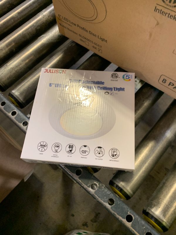 Photo 1 of JULLISON 6 Inch LED Low Profile Recessed & Surface Mount Disk Light, Round, 15W, 900 Lumens, 5000K Daylight White, CRI80, Driverless Design, Dimmable, cETLus Listed, White(1 Pack)
