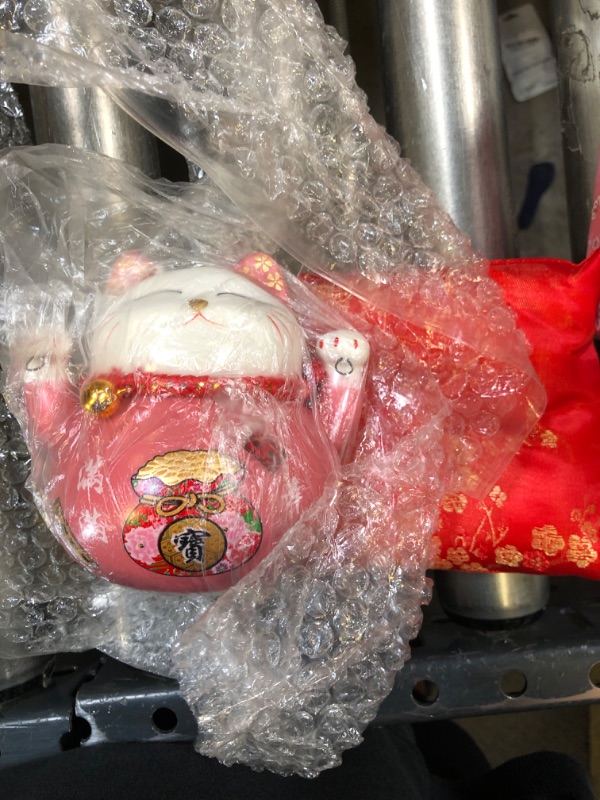 Photo 1 of Lucky Cat Money Bank Feng Shui Maneki Neko Lucky Cat Coin Bank Ceramic Lucky Cat Piggy Bank Porcelain Money Change Pot Feng Shui Decor Ornament for Money Save Bank Pink 4. 5in