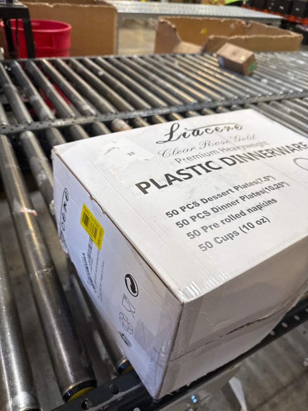 Photo 1 of Liacere 350PCS Rose Gold Plastic Plates-Clear Rose Disposable Plates 50 Guests include 50 Dinner Plates,50 Salad Plates,50 Forks,50 Knives,50 Spoons,50 Cups,50 Napkins for Wedding&Party&Mother's Day