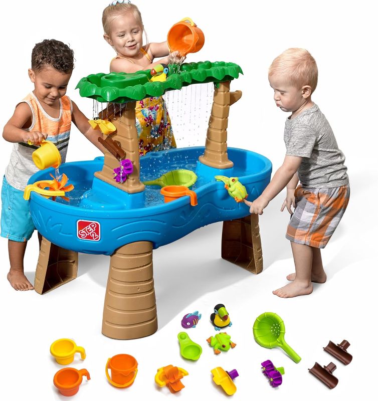 Photo 1 of Step2 Tropical Rainforest Water Table, Kids Water and Sand Activity Sensory Playset, Summer Outdoor Toys, 13 Piece Water Toy Accessories, For Toddlers 1.5+ Years Old, Blue & Brown
