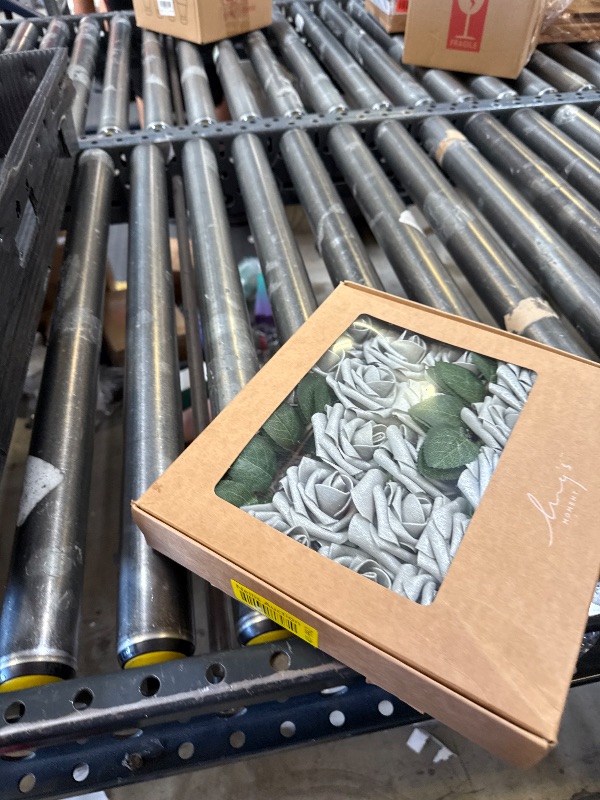 Photo 1 of Ling's Moment Artificial Flowers 25Pcs Shimmer Grey Roses Decor w/Stems,3" Real Touch DIY Foam Floral for Wedding Bouquet/Centerpieces, Outdoors Party Backdrop, Room/Table, and Garden/Pot Decorations