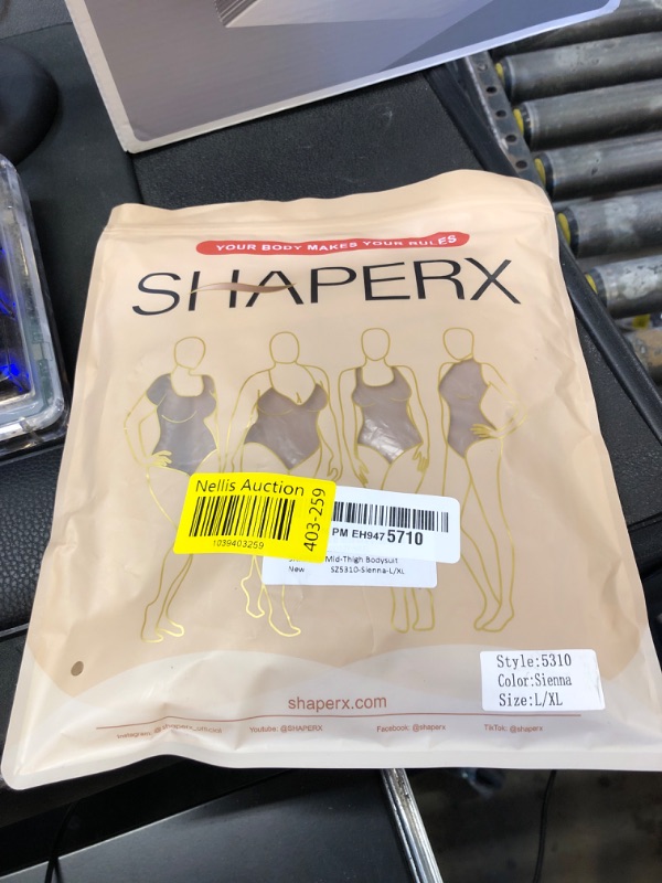 Photo 1 of SHAPERX Women's Shaping Mid-Thigh Bodysuit Tummy Control Shapewear Seamless Sculpting Body Shaper,SZ5310-Sienna-L/XL