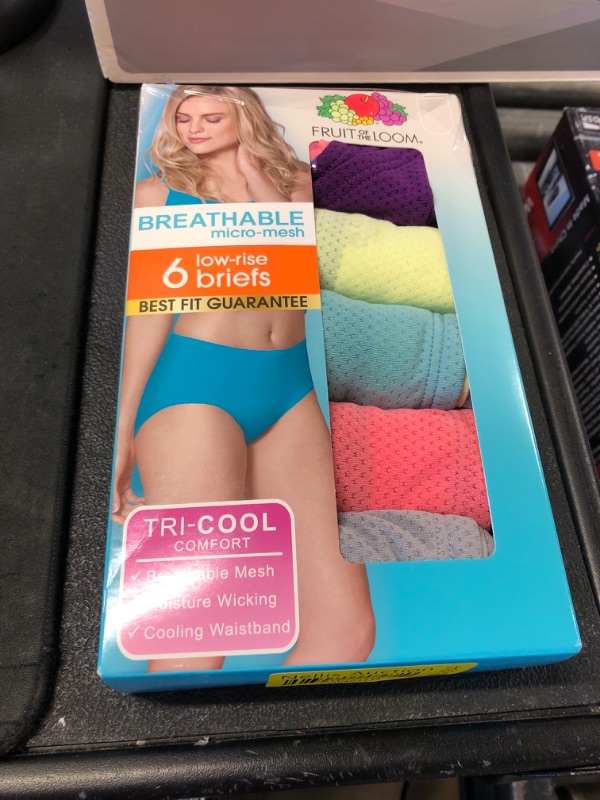 Photo 1 of Fruit Of The Loom Womens Breathable Underwear, Moisture Wicking Keeps You Cool & Comfortable, Available In Plus Size Briefs, Micro Mesh - Low Rise Brief - 6 Pack - Colors May Vary, 8 US