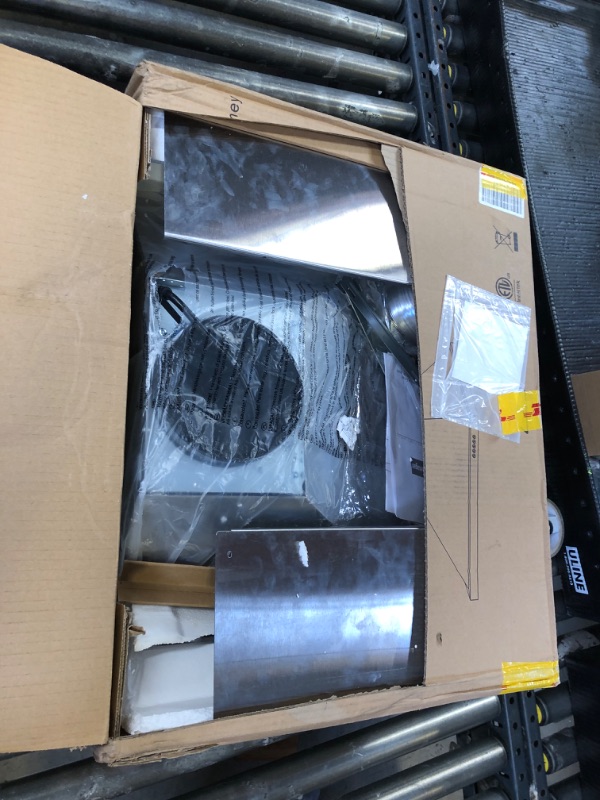 Photo 1 of Zomagas 24 Inch Range Hood, Wall Mount Vent Hood in Stainless Steel with Ducted/Ductless Convertible Duct, 3 Speed Exhaust Fan, Energy Saving LED Light, Push Button Control, 2 Pcs Baffle Filters