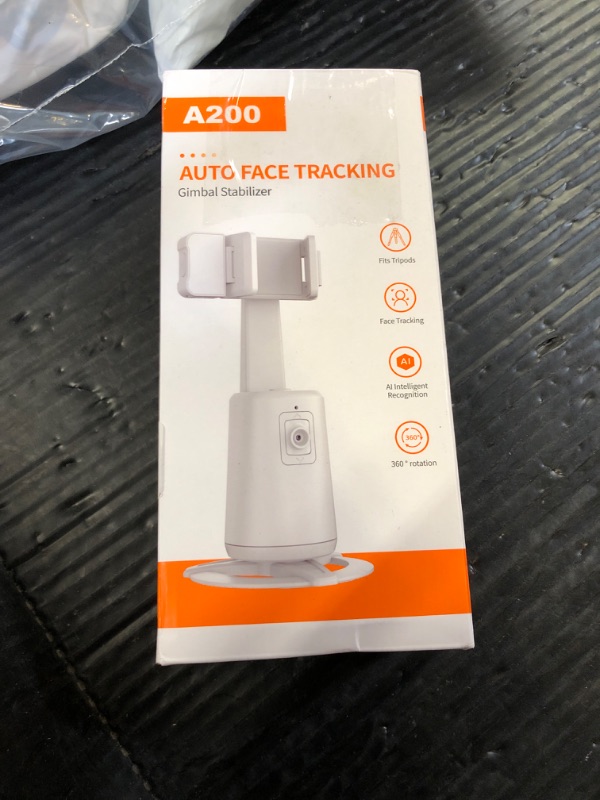 Photo 1 of Auto Face Tracking Tripod 360° Rotating Cell Phone Photo and Video Kits Stand, No App, Camera Stand with Remote and Gesture Control, Rechargeable Smart Shooting Stand for Live Recording Tiktok (White)