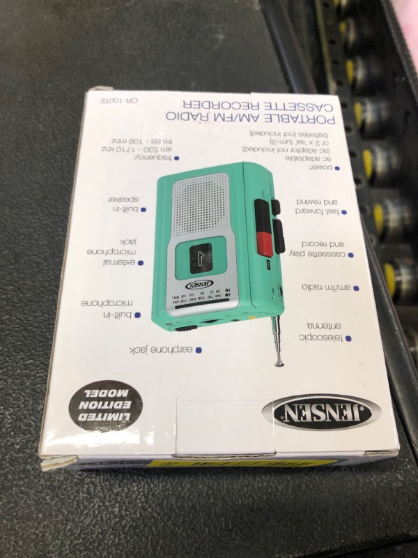 Photo 1 of Jensen CR-100 Retro Portable AM/FM Radio Personal Cassette Player Compact Lightweight Design Stereo AM/FM Radio Cassette Player/Recorder & Built in Speaker (Teal Limited Edition)