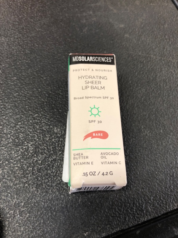 Photo 1 of MDSolarSciences Hydrating Sheer Lip Balm SPF 30 | Moisturizing Tinted Lip Care with Shea Butter, Avocado & Olive Oils | Broad-Spectrum | 7 Sheer, Buildable Shades | Vegan & Gluten-Free | Bare (.15 Oz)
