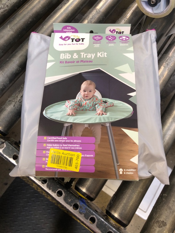 Photo 1 of Tidy Tot- Baby Bib & Tray Kit - Mess Proof Long Sleeve Smock Attaches to Feeding Mat - Waterproof Bib – Machine Washable. Fits Babies and Toddlers 6-24 months - Green