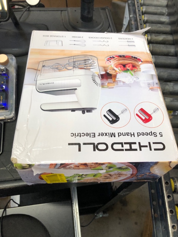 Photo 1 of 5-Speed Electric Hand Mixer, 800W Handheld Mixer with Turbo for Baking & Cooking, Kitchen Food Mixer with Storage Case & 5 Stainless Steel Attachments (2 Beaters, 2 Dough Hooks, 2 Whisks)-White