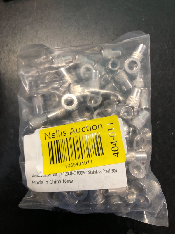 Photo 1 of Wensilon Rivet Nut 1/4"-20UNC 100Pcs Stainless Steel 304 Finish Flat Head Rivnut Threaded Insert Nut Knurled Body