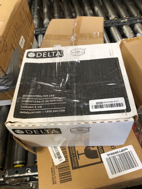Photo 1 of Delta Faucet Modern 14 Series Matte Black Shower Faucet, Tub and Shower Trim Kit with Single-Spray Touch-Clean Black Shower Head, Matte Black T14467-BL-PP (Valve Not Included)