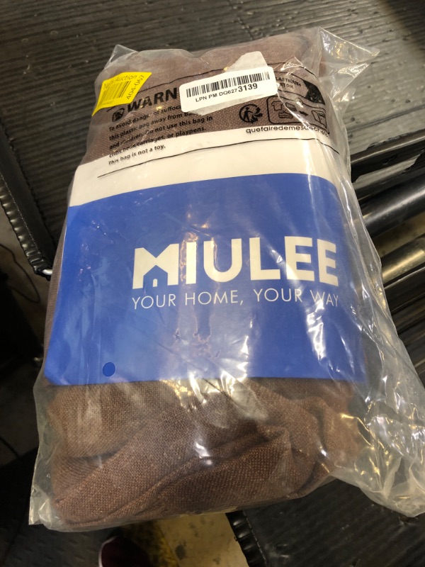 Photo 1 of MIULEE Chocolate Brown Linen Curtains 54 Inch Length 2 Panels for Bedroom Living Room, Soft Thick Linen Textured Natural Window Drapes Semi Sheer Light Filtering Back Tab Rod Pocket Burlap Look Decor