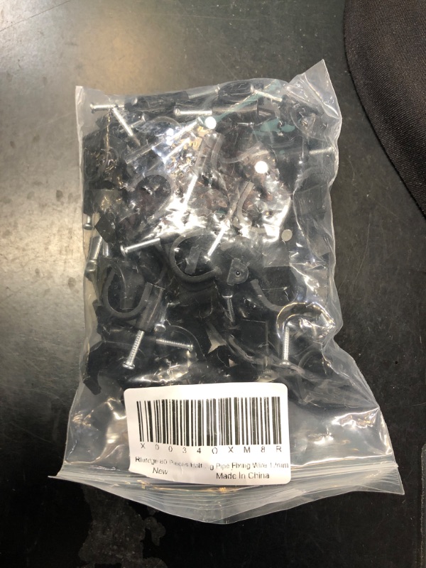 Photo 1 of Rierdge 80 Pieces Half Clamps J-Hook with Nail, 1/2 Inch Black Pex Support Holder for Tubing Pipe Fixing Wire 12mm