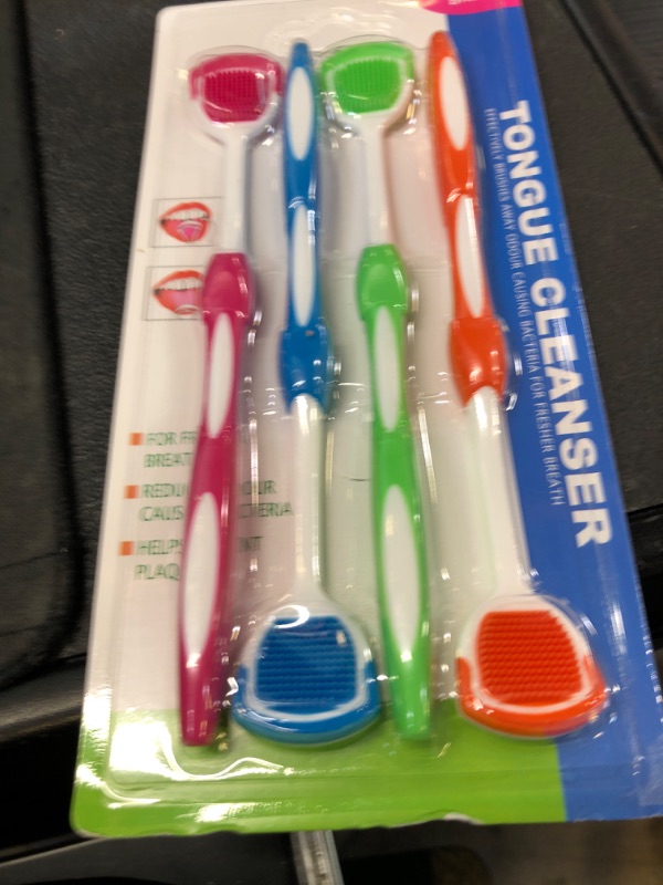 Photo 1 of Tongue Brush, Tongue Scraper, Tongue Cleaner Helps Fight Bad Breath, 4 Tongue Scrapers, 4 Pack (Blue&Green&Orange&Red)