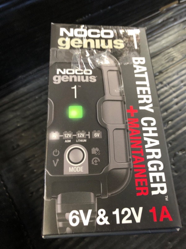 Photo 1 of NOCO GENIUS1: 1A 6V/12V Smart Battery Charger – Automatic Maintainer, Trickle Charger & Desulfator with Overcharge Protection & Temperature Compensation – For Lead-Acid & Lithium Batteries