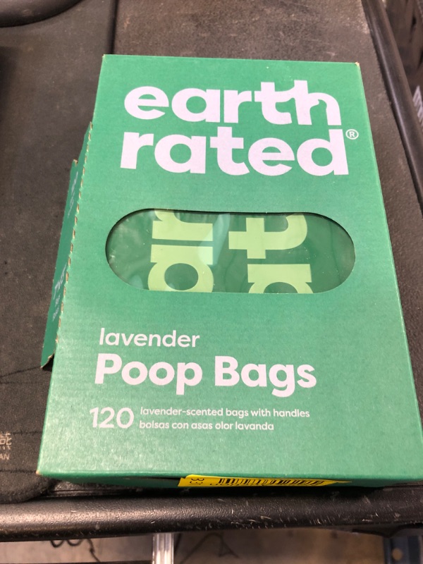 Photo 1 of Earth Rated Dog Poop Bags with Handles, Extra Wide, Easy Tie and Guaranteed Leakproof, Lavender Scented, 120 Handle Bags