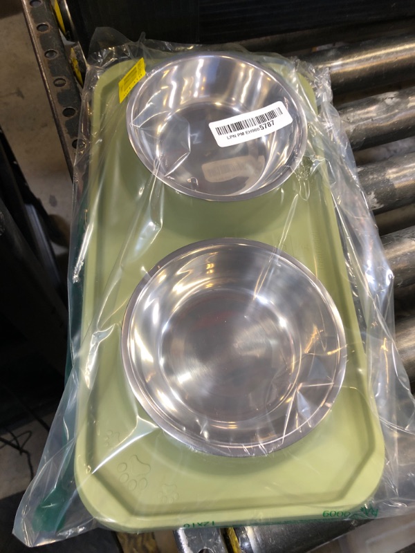 Photo 1 of Gentledog Cat Bowls for Food and Water, Upgrade Cat Food Bowls for Indoor Cats, Premium Removable Stainless Steel Double Bowls with Silicone Anti-Slip Pads, Water Bowl for Cats and Dog (Sage Green)