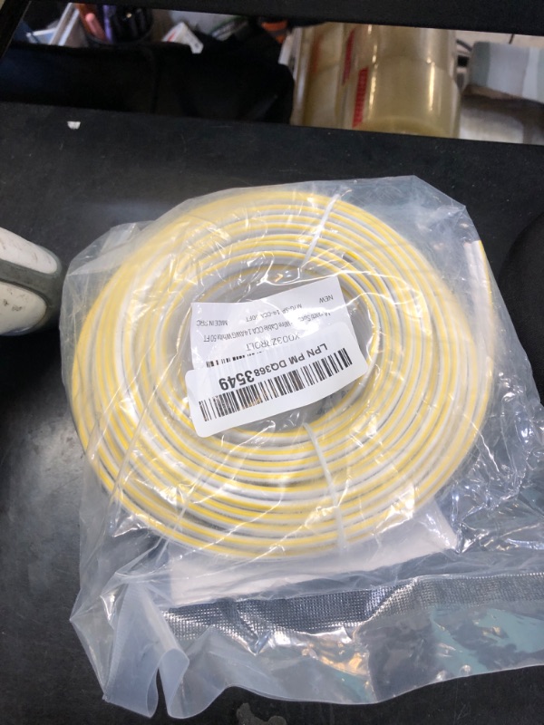 Photo 1 of Mygatti 14AWG Speaker Wire 50 FT, 14/2 Gauge Audio Speaker Wire, for Car Speakers Stereo, Home Theater, Automotive Wire, White Jacket with Yellow Polarity Marker, CCA, 2 Conductors Electrical Wire