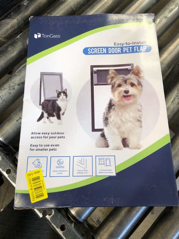 Photo 1 of Tongass Easy-to-Install Screen Door Pet Flap 10" x 15 1/4" Screen Pet Door Suitable for Pets Under 100 Lbs Impact-Resistant Frame with Secure Dual Sliding Locks for Porch and Window Screens