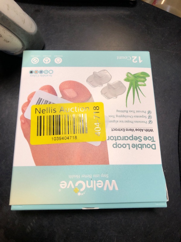 Photo 1 of Welnove Pack of 12 Bunion Corrector, Toe Separators with 2 Loops, Big Toe Spacer Suitable for Bunion and Overlap Toe, Infused Aloe Vera Extract (Clear)