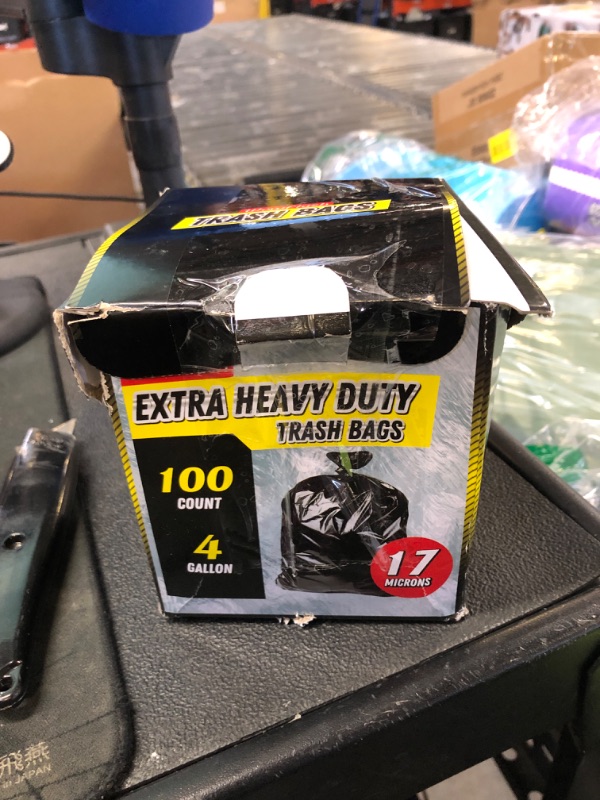 Photo 1 of 100 Count 17 Micron Extra Heavy Duty 4 Gallon Trash Bags, Sturdy & Tear-Resistant Small Trash Bags for Bathroom & Kitchen