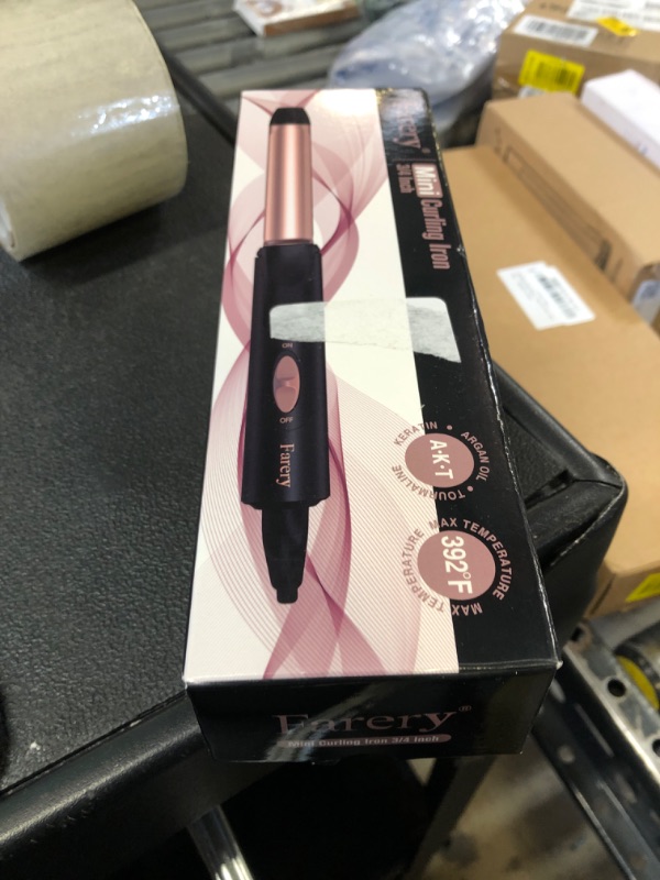 Photo 1 of FARERY Ceramic Mini Hair Curler for Short Hair, 3/4 Inch, Dual Voltage, Travel Size with Keratin & Argan Oil Infused, Curling Iron with Storage Bag